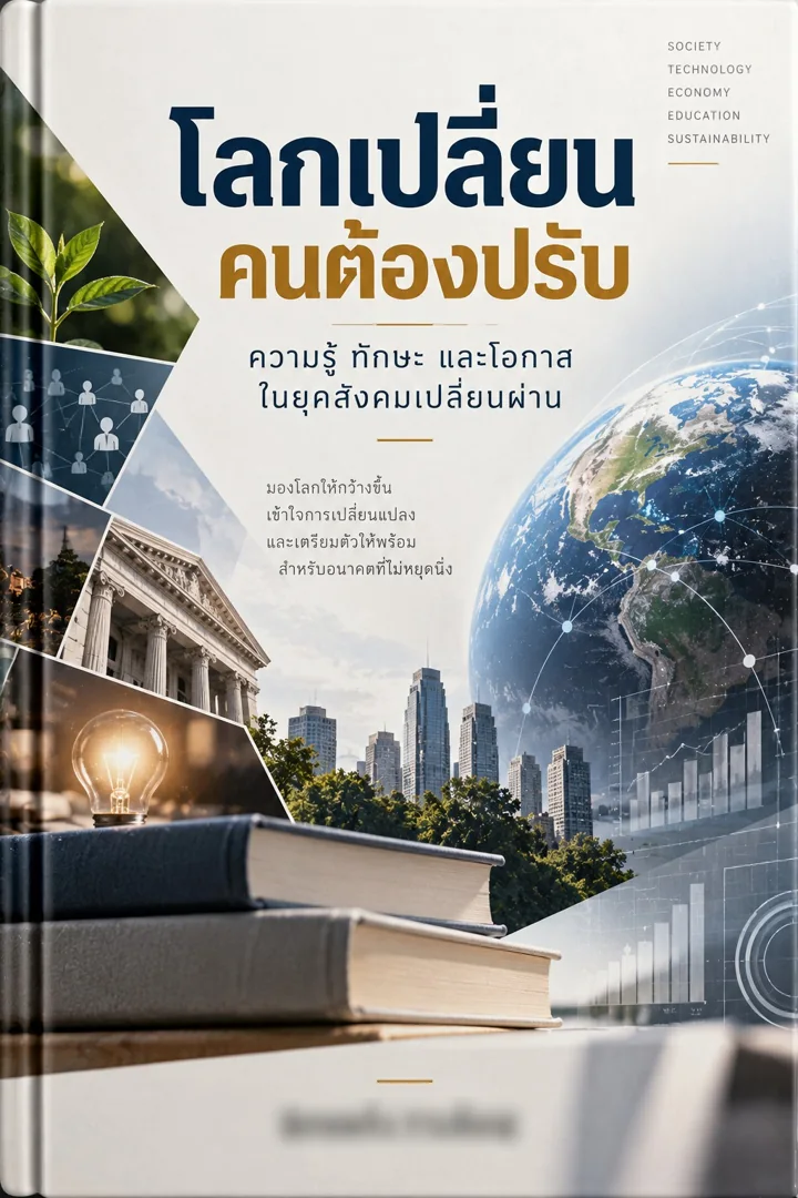 ปกหนังสือตัวอย่าง โลกเปลี่ยน คนต้องปรับ