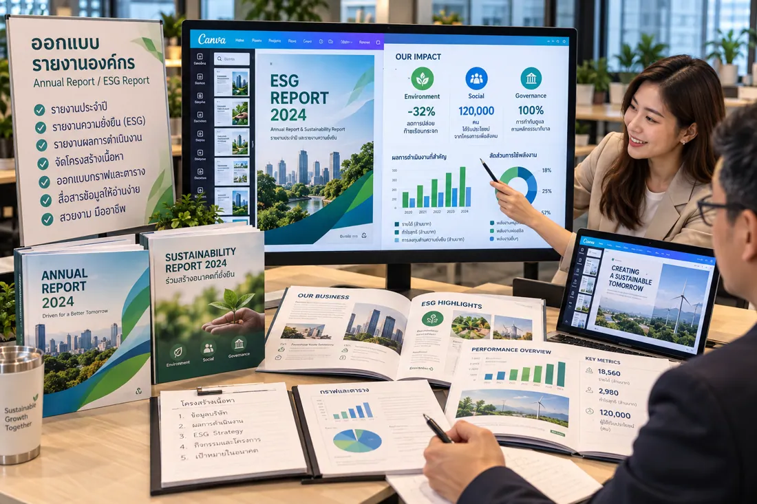 ภาพประกอบบริการออกแบบรายงานองค์กร ESG