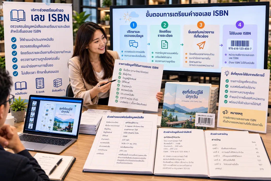 ภาพประกอบบริการช่วยเตรียมคำขอ ISBN